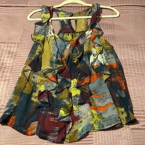 Multi color ruffle tank